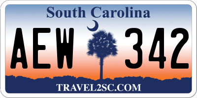 SC license plate AEW342