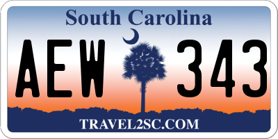 SC license plate AEW343