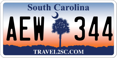SC license plate AEW344