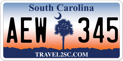 SC license plate AEW345