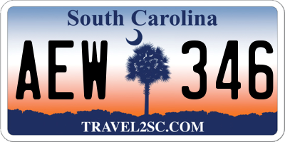 SC license plate AEW346