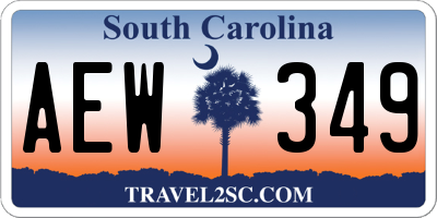SC license plate AEW349