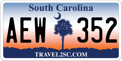 SC license plate AEW352