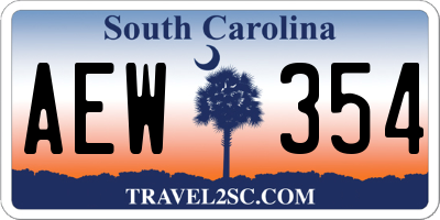 SC license plate AEW354