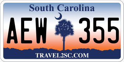 SC license plate AEW355