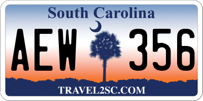 SC license plate AEW356