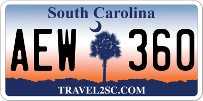SC license plate AEW360