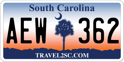 SC license plate AEW362