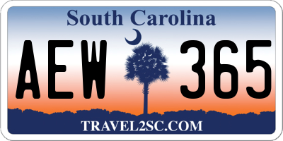 SC license plate AEW365