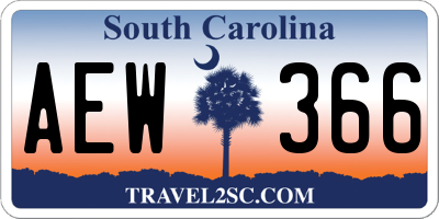 SC license plate AEW366