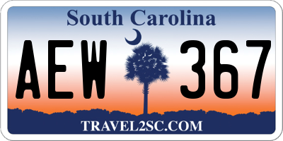 SC license plate AEW367