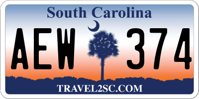 SC license plate AEW374