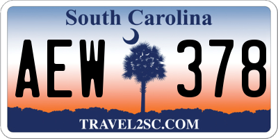 SC license plate AEW378