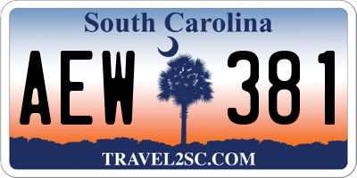 SC license plate AEW381