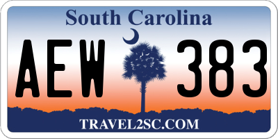 SC license plate AEW383