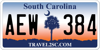 SC license plate AEW384
