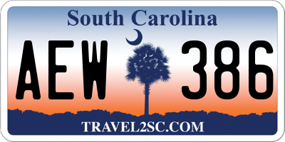 SC license plate AEW386