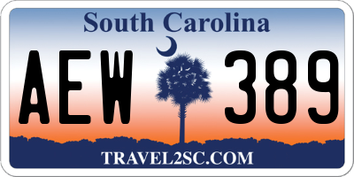 SC license plate AEW389