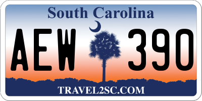 SC license plate AEW390