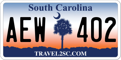 SC license plate AEW402