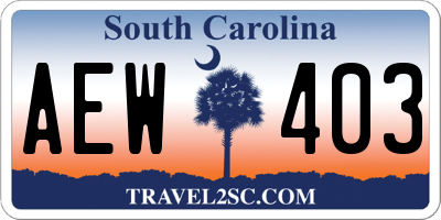 SC license plate AEW403