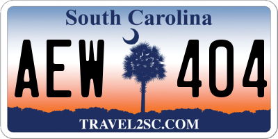 SC license plate AEW404
