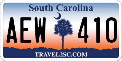 SC license plate AEW410