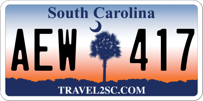 SC license plate AEW417