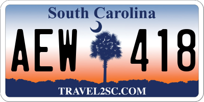 SC license plate AEW418