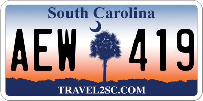 SC license plate AEW419