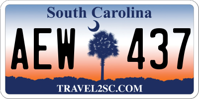 SC license plate AEW437