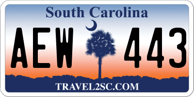 SC license plate AEW443