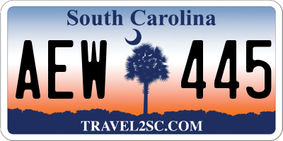 SC license plate AEW445