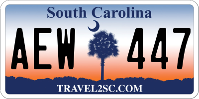 SC license plate AEW447