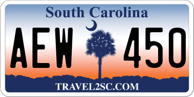 SC license plate AEW450