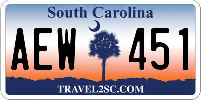 SC license plate AEW451