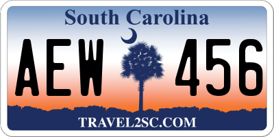 SC license plate AEW456