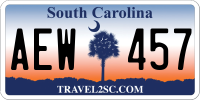 SC license plate AEW457