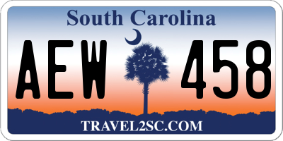 SC license plate AEW458