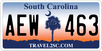 SC license plate AEW463