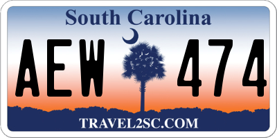 SC license plate AEW474