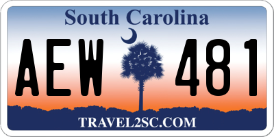 SC license plate AEW481