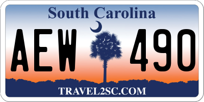 SC license plate AEW490