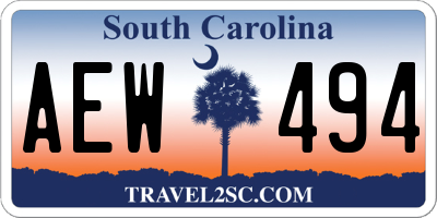 SC license plate AEW494