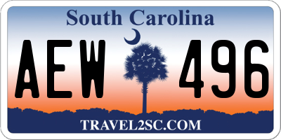 SC license plate AEW496