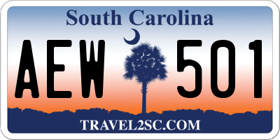 SC license plate AEW501