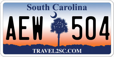 SC license plate AEW504