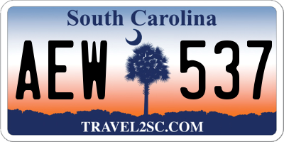SC license plate AEW537