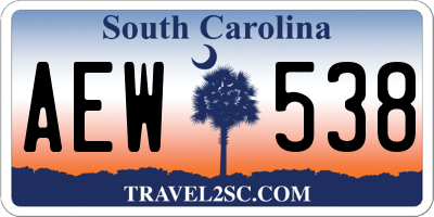 SC license plate AEW538