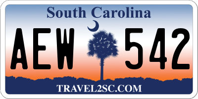 SC license plate AEW542